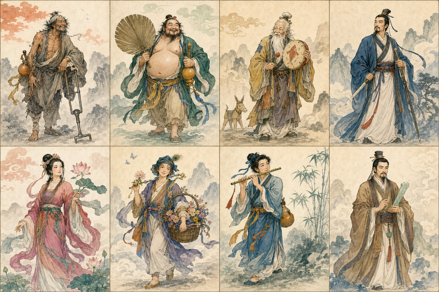 铁拐李传统文化主题原创人物插画,非电影官方角色形象